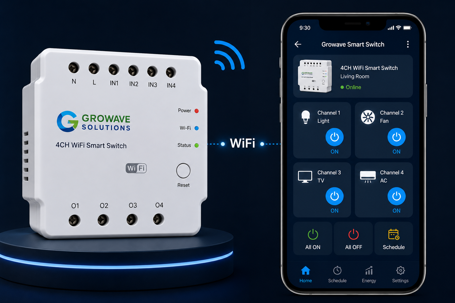 Growave Smart Switch WiFi relay controller product